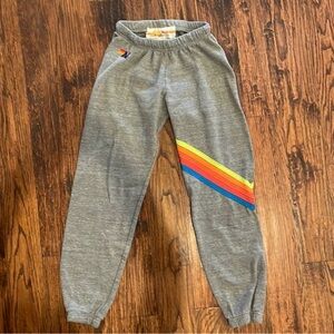 Aviator nation Gray Sweatpants with Rainbow Stripe